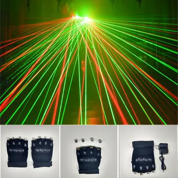 

New Arrived Christmas Led Lights Laser Gloves With 4 pcs 532nm 80mw Lasers 2pcs Red +2pcs Green Laserman Show Gloves