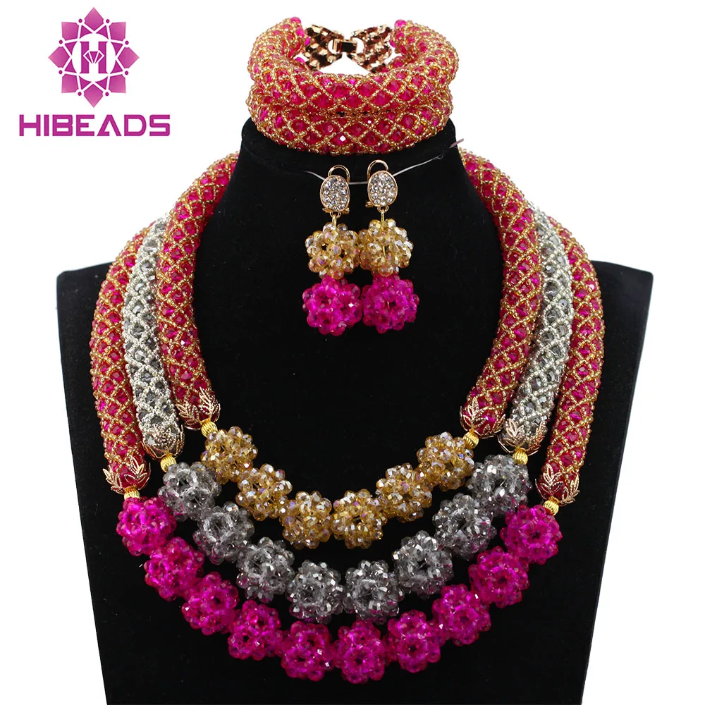 African Wedding Magnificent Crystal Handmade Mix Balls Jewelry Set