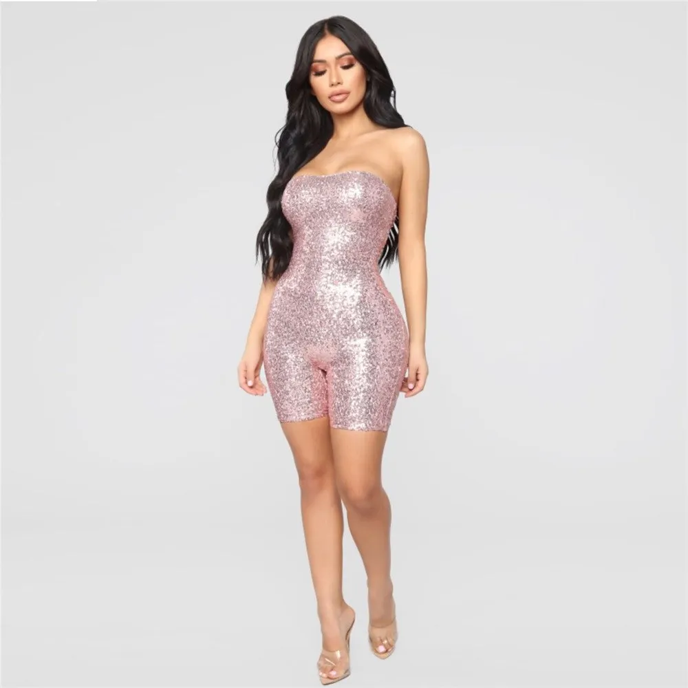 Summer Strapless Sequin Bodycon Sexy Rompers Womens Strapless Jumpsuit Off Shoulder Glitter Party Bodysuit Summer Strapless Sequin Bodycon Sexy Rompers Womens Strapless Jumpsuit Off Shoulder Glitter Party Bodysuit