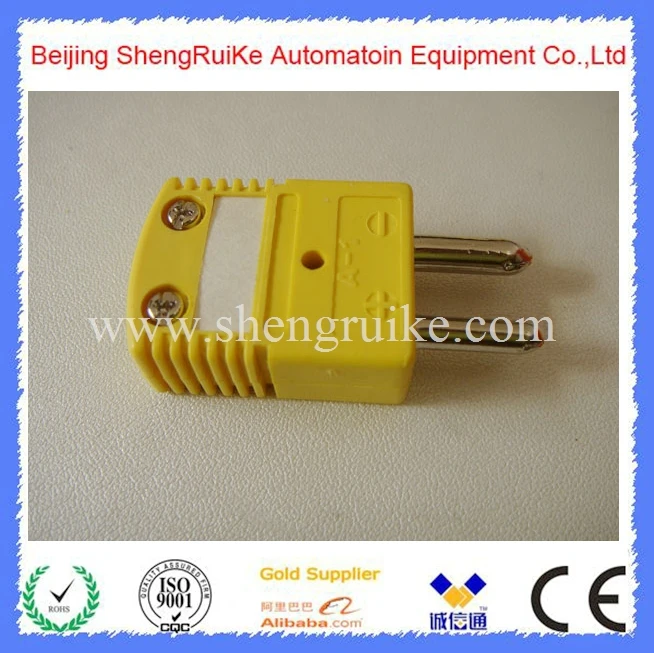 

Male Yellow Color Round Hollow Pin K Thermocouple Connector