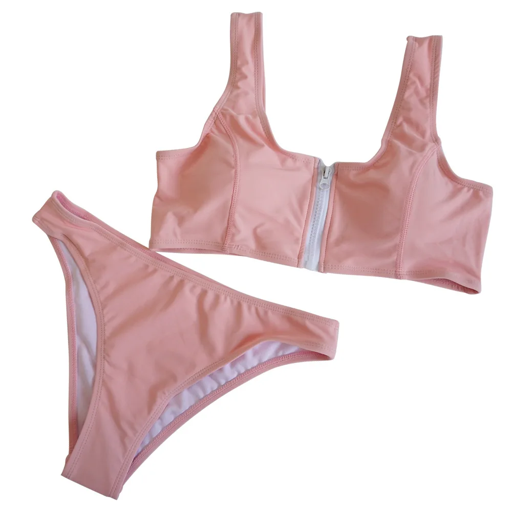 Conjuntos de Biquíni Nova Womens Sexy Cintura Alta Zíper Frente Bandagem Dois Peças Beachwear 6 Conjunto Tankinis