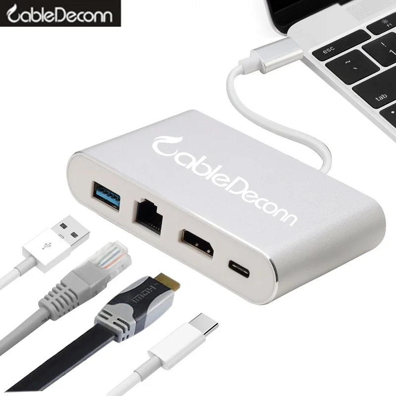 

usb-c hdmi thunderbolt 3 dock ethernet rj45 combo hub usb 3.0 usb 3.1 type c charge Multiport adapter for macbook pro 2017