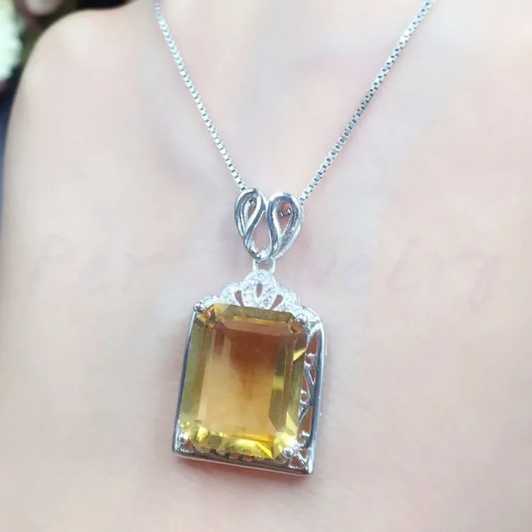 Кулон из серебра 925 пробы с цитрином 9 х11 мм карата|fine jewelry|gem pendantgems natural |
