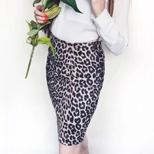 Женская леопардовая юбка-карандаш для скалолазания с вышивкой и длиной до колена, черные вечерние Сексуальные облегающие Женские юбки с высокой талией, S-XXL