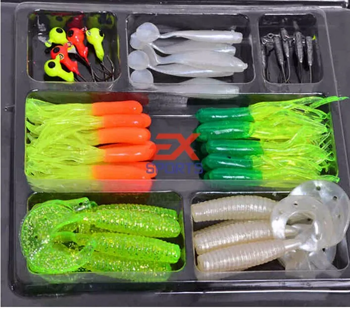 35Pcs Soft Worm Lure Carp Fishing Lure Set + 10 Lead Head Jig Hooks Simulation Suite Soft Fishing Baits Set Tackle Pesca (2)