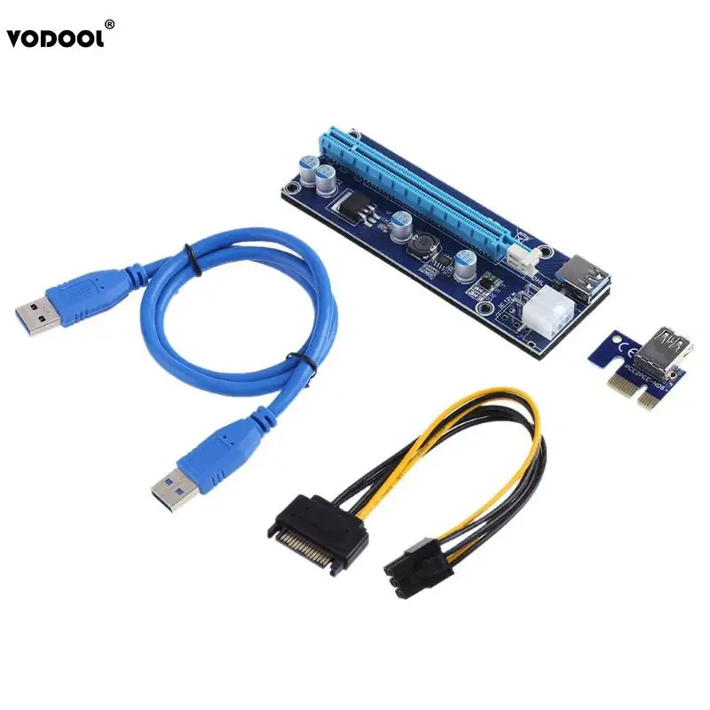 VODOOL PCI E 1X до 16X PC расширитель для видеокарты расширения набор карт с 6 контактным