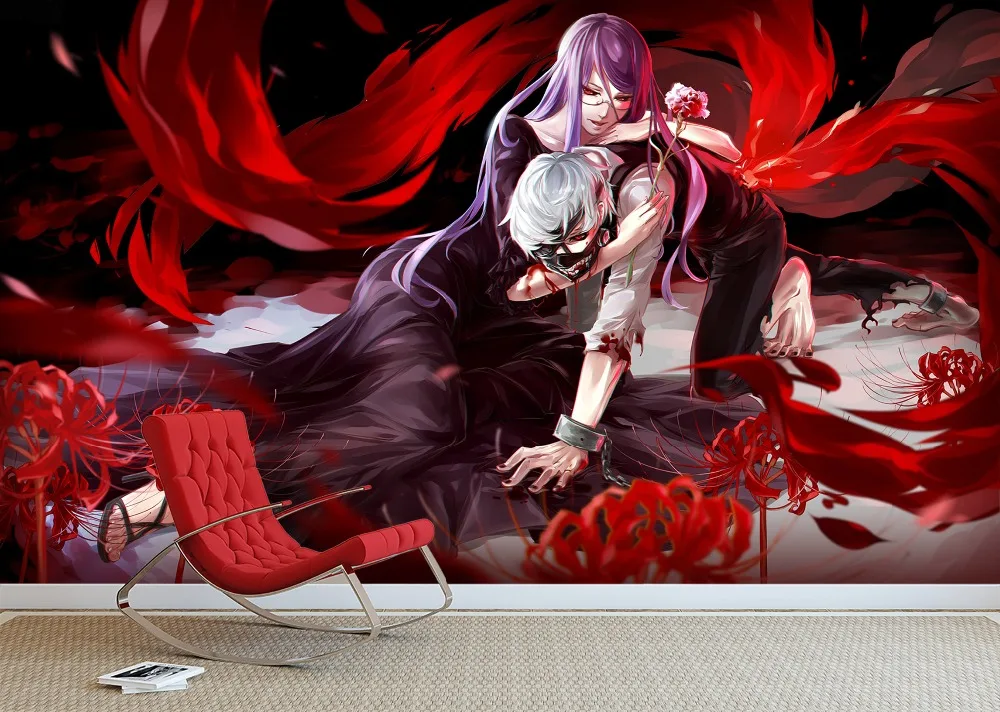 [Самоклеющиеся] 3D Tokyo Ghoul Blood Roses 22 Япония Аниме настенная бумага печать настенные