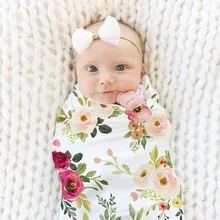 Новорожденных цветочный узор для предотвращения загрязнения одеяло s принт с зелеными листьями ребенок плед для фотографирования младенец Пеленание Одеяло