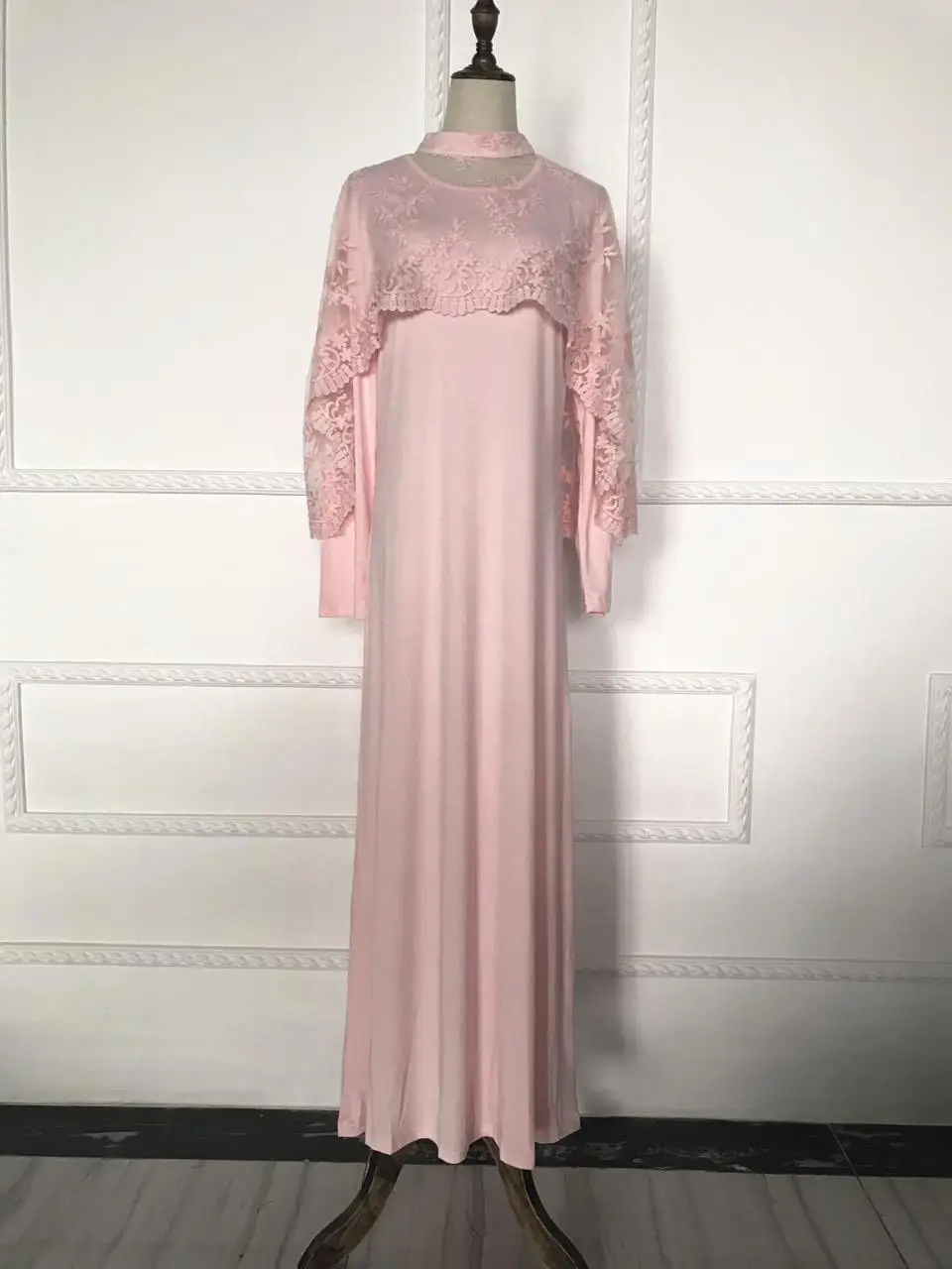 Плюс Размер Vestido 2019 ОАЭ Абая, для мусульман кафтан женские вечерние комплект из двух предметов кружевная шаль и платье хиджаб Дубай