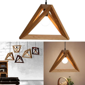 

Contemporary Style Creative Decoration Triangle Pendant Wooden Light Raw wood triangular chandelier holder