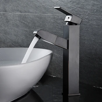 

Basin Faucets Hot and Cold Water Bathroom Sink Tap Pull Out Swivel Single Handle Sink Faucet Brass Wash Basin Mixer Tap R16851