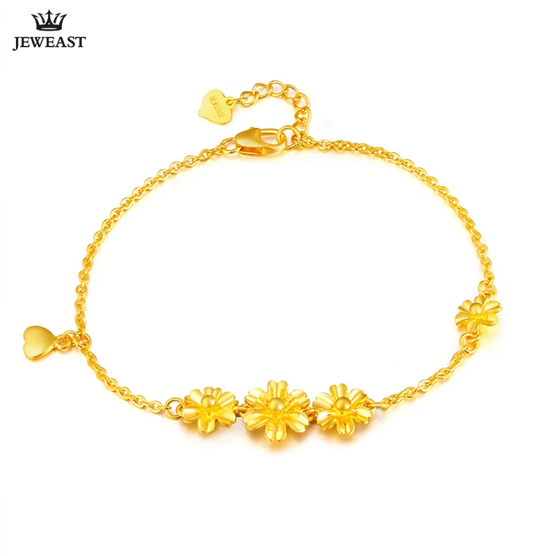 SFE 24K Pure Gold Bracelet Real 999 Solid Gold Bangle Refinement Flowers  Trendy Classic Party Fine Jewelry Hot Sell New 2023