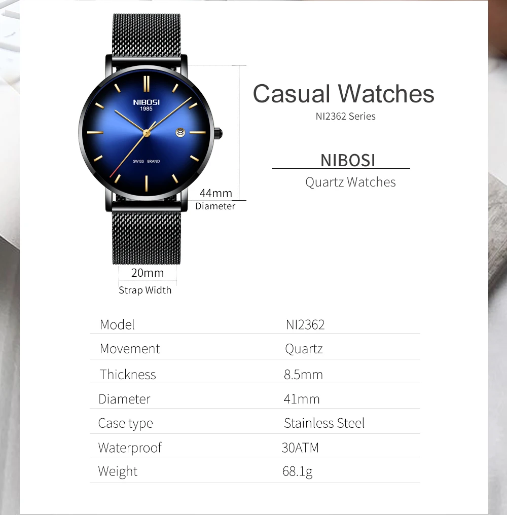 Men's Chronograph Waterproof Date Creative Watch NIBOSI Luxury Brand Men's Quartz Watch Relogio Masculino      (6)