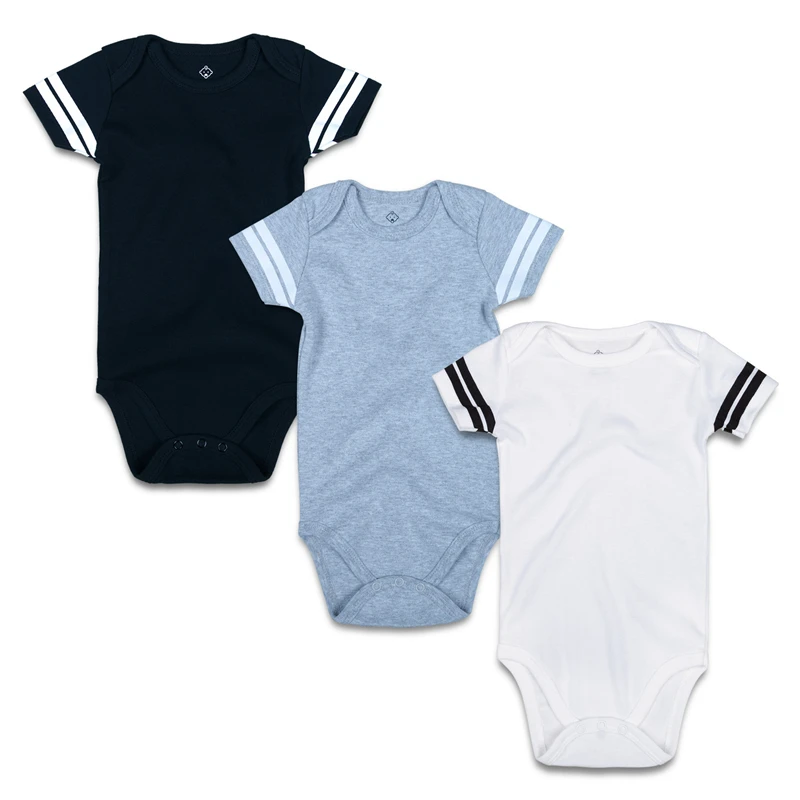 Baby Unisex Football Rompers White Black Gray-3