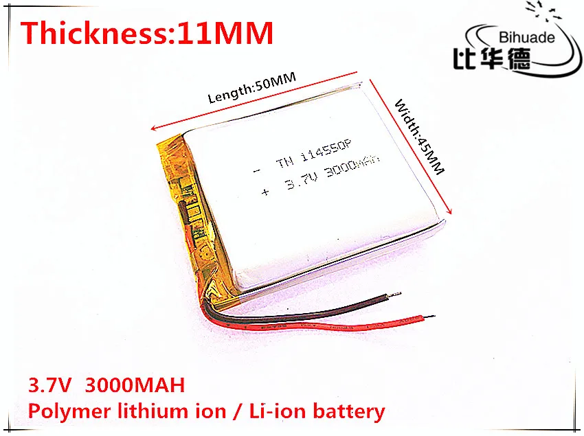 Polímero de Íon de Lítio Li-ion para Gps Modelo de Celular Mah 114550 Plib - Bateria Mp3 Mp4 Mp5 Dvd Bluetooth Brinquedo 5 Pcs 3.7 v 3000 - Image 2