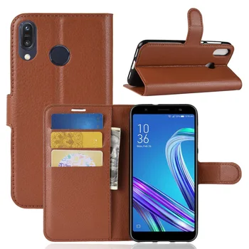 

100pcs/lot free shipping Litchi Grain wallet leather Case For Asus Zenfone MAX M1 ZB555KL /5 Lite ZC600kL/Zenfone 5Z ZS620KL