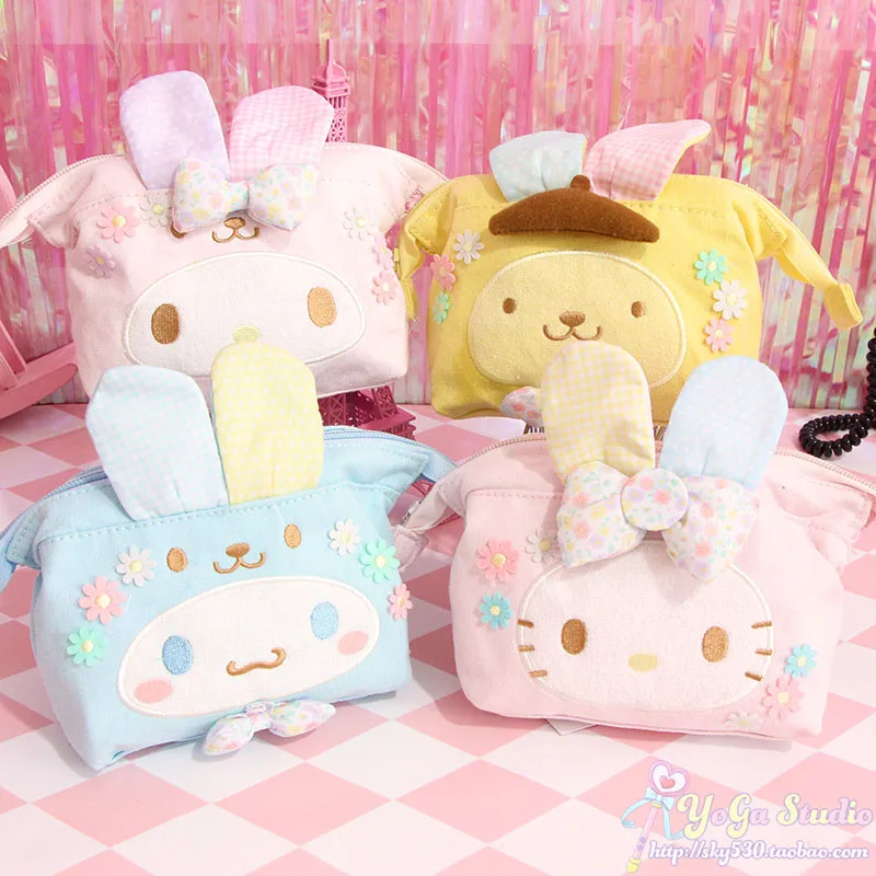 

Super Cartoon Easter Hello Kitty My Melody Cinnamoroll Pudding Dog Anime Purse Cosmetic Bag Girls Children Gifts 15CM*13CM