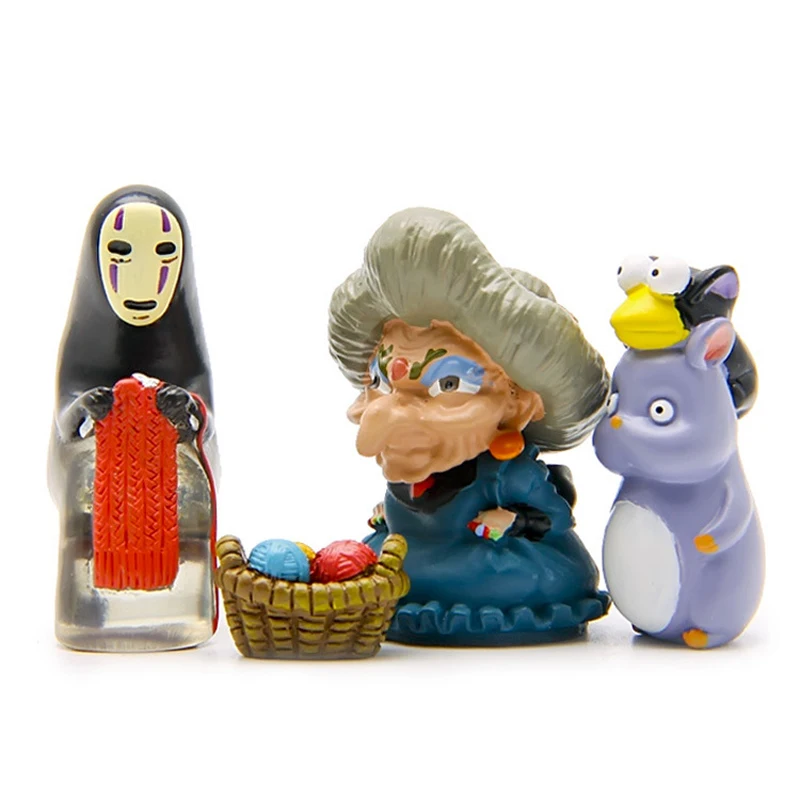 

4pcs/lot Studio Ghibli Miyazaki Hayao Spirited away Knitting Sweater No Face Man PVC Action Figure Toys Model Collection Kids