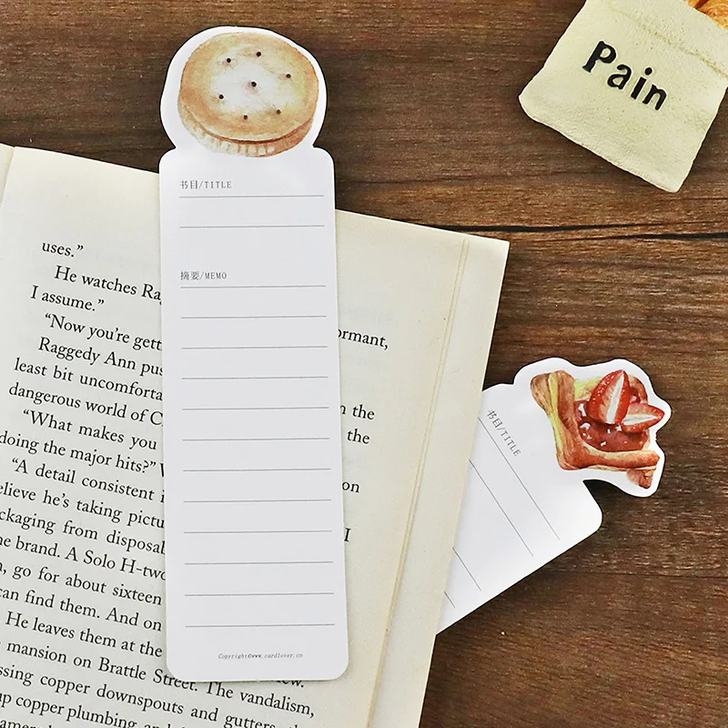 30pcs/box vintage cake bread shape paper bookmarks for books school