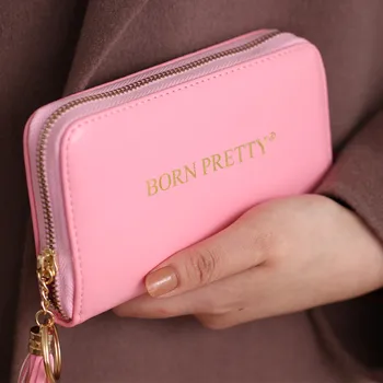 

BORN PRETTY 24 Slots Nail Stamping Plate Holder Case Pink Empty Square Rectangle Roud Plates Organizer Nail Stamp Kits