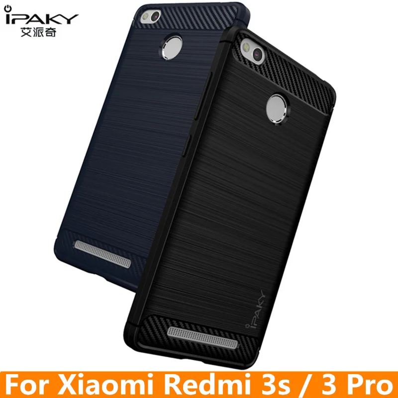 

for Xiaomi Redmi 3s Case Original IPAKY Silicone Carbon Fiber Hybrid Protective Cover for Xiaomi Redmi 3 Pro 3s Case cover