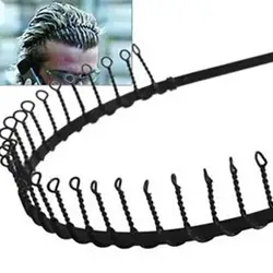 Горячая 1 шт. унисекс черного металла Hairband с волной зубов гребень спортивная звезда стиль волос группа Футбол повязка для волос аксессуары