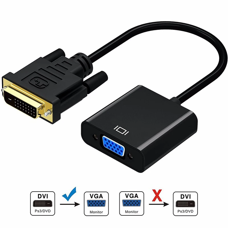 DZLST DVI To VGA Converter HD 1080P DVI Male 24+1 Pin To VGA Female Video Cables For HDTV PS3 PS4 PC Display DVI To VGA Adapter