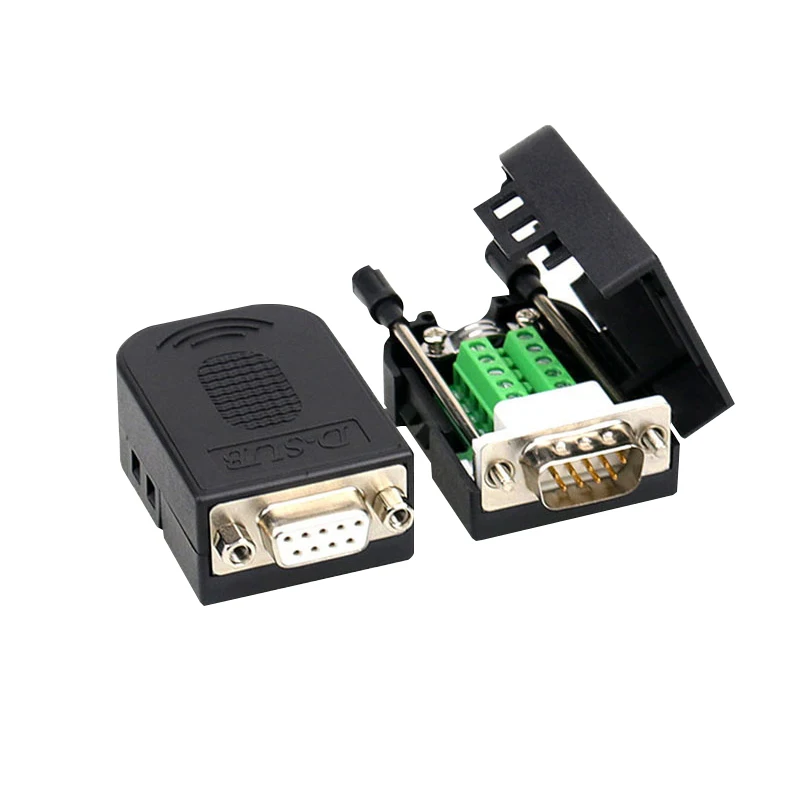 

DB9 Male / Female Connector Welding-Free Serial Port Adapter With Shell Adapter Cable Terminal Plug