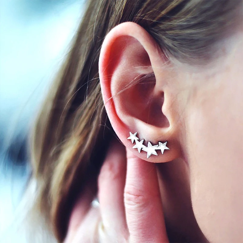 

Laramoi 925 Sterling Silver Shining Stars Shape Clip Earrings for Women Korean Style Charm Fashion Fine Jewelry Gift for Girls