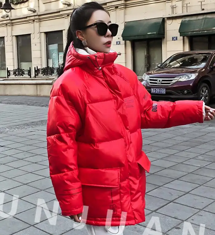 Winter Jacket Women Down Jacket 90% White Duck Down Coats Thick Warm Hooded Female Waterproof Parka Snow Outerwear - Цвет: Красный