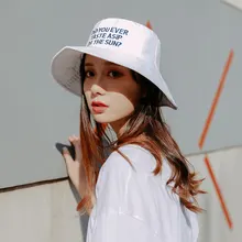 Вышивка сумка с буквами шляпа Для женщин кепки в стиле хип-хоп открытая спортивная рыбалка Солнцезащитная Панама на резиновой подошве; мужские летние Модная Панамка