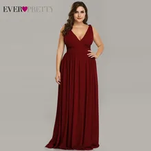 Ever Pretty, платья подружки невесты размера плюс,, Vestidos, элегантные, трапециевидные, v-образный вырез, открытая спина, длинные, шифоновые, свадебные, вечерние платья EP09016