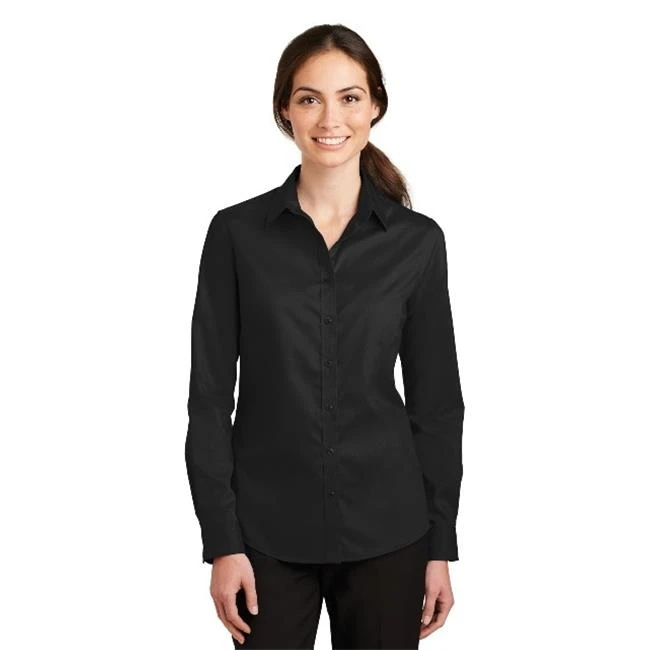 Port Authority L663 Ladies Super Pro Twill Shirt Black - Large