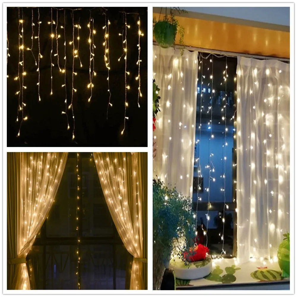 3x3 м светодиодный гирлянды рождественские праздничные гирлянды освещение сказочные огни лампы для занавесок/свадьбы/сада/вечерние/украшения дома