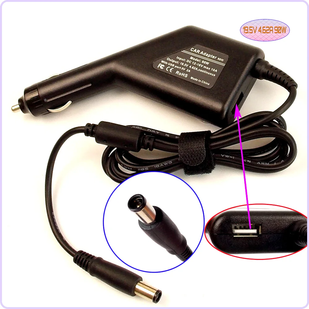 Laptop Car Dc Adapter Charger 19 5v 4 62a 90w Usb Port For Dell Latitude E6500 E6510 E65 E6530 E6230 D610 D6 Port World Laptop Ethernet Portport Desk Aliexpress