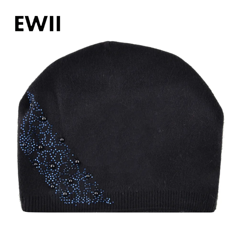 

Осенняя вязаная шапка для женщин, зимние шапки skullies, женская теплая шапка со стразами, Повседневная шапка с жемчужинами для девочек, женские шерстяные шапки