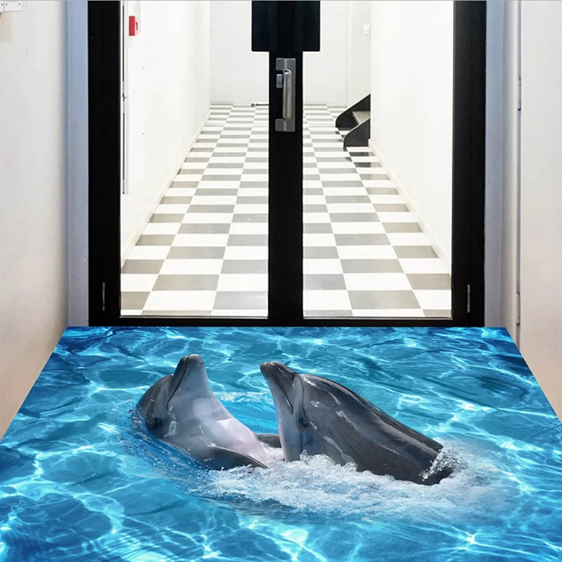Самоклеящаяся 3d наклейка дельфина съемные водонепроницаемые наклейки DIY на пол