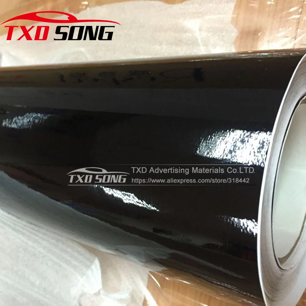 

30CM*200CM/Lot Premium quality Black Glossy Vinyl Car Wrap Roll Gloss Black Vinyl Wrap Sticker Film With Air Free bubbles