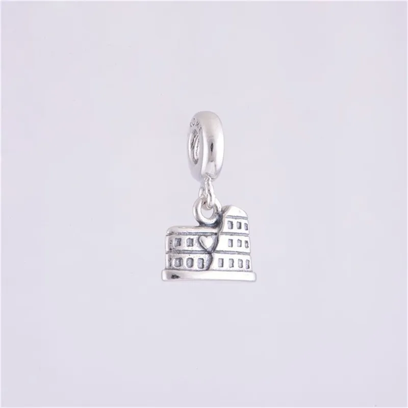 

100% 925 Sterling Silver Rome Colosseum Dangle Charm Beads for Jewelry Making Fits Charms Silver 925 Original Bracelets perles