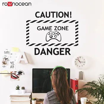 

Caution Danger Game Zone Controller Wall Stickers For Kids Room Vinyl Self-adhesive Film Home Decor Murals Removable Decals 3023