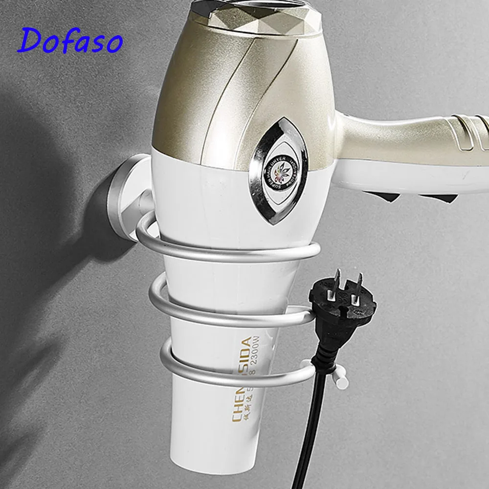 

Dofaso Multi-function Aluminum Bathroom Wall Hair Dryer Wall Mounted Bathroom Shelf Storage Organizer shelf Hair dryer rack
