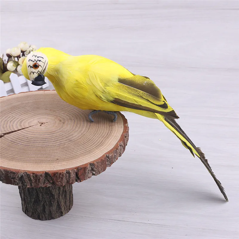 Ultra Lightweight Parrots With Real Feathers/Bendable Feet Garden Simulation Bird Props Creative Ultra Lightweight - Цвет: Темный хаки