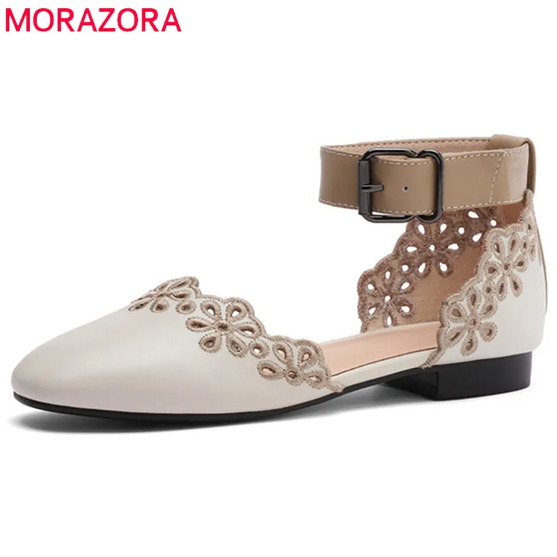MORAZORA/2019 г. новое поступление женская обувь на плоской подошве тонкие туфли из