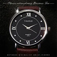 Yazole Quartz Watch Men Fashion Business Leather Strap Watches Classic Simple Mens Watches Relogio Musculino