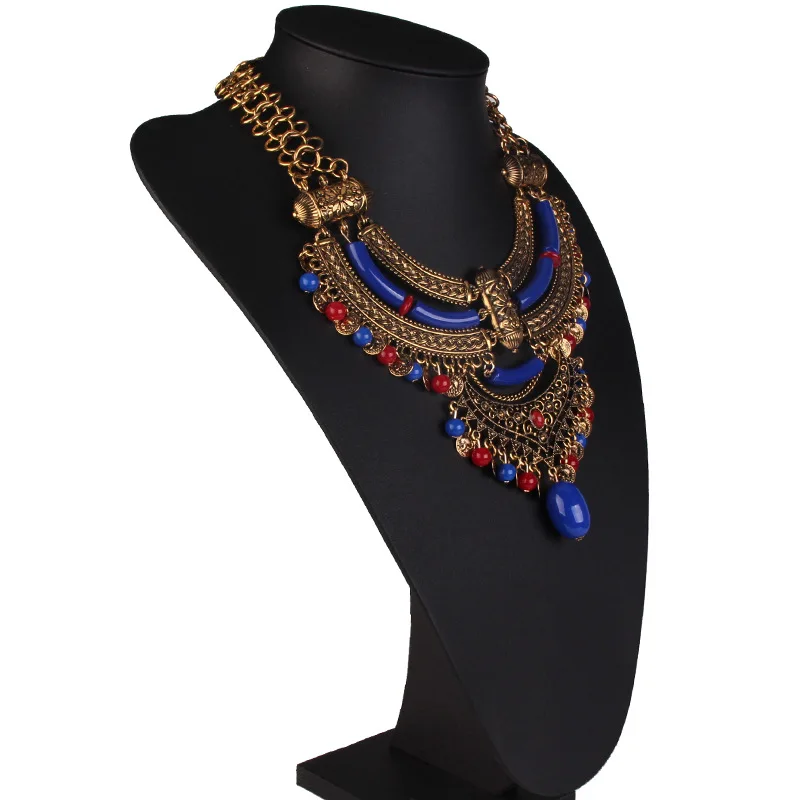 Женское богемное ожерелье с кулоном, многоцветное Массивное колье, ожерелье с нагрудником, античное этническое богемное ювелирное изделие, Mujer Bijoux