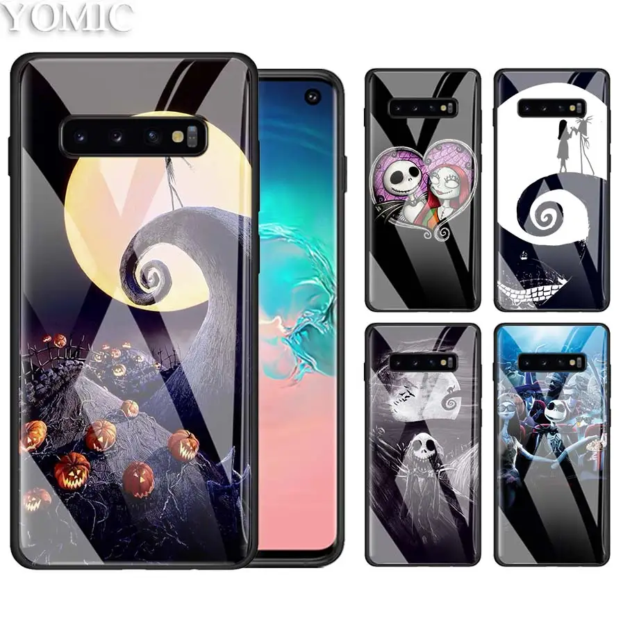 

Tempered Glass Phone Case for Samsung Galaxy A50 A30 S10e S9 S8 S10 Plus Note 9 10 Cover Coque Bags Nightmare Before Christmas