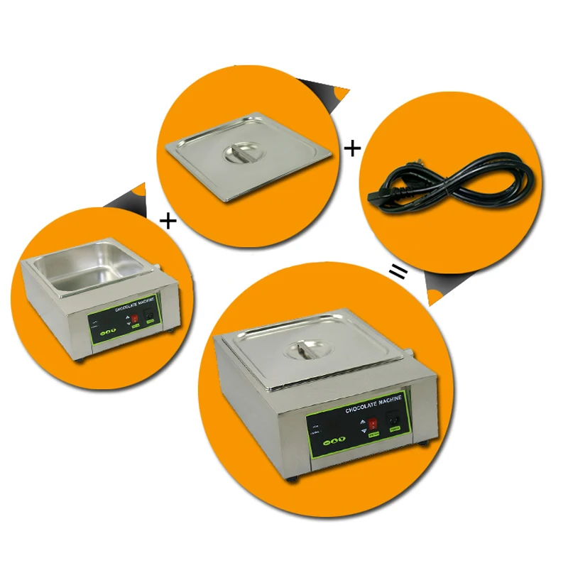 ITOP Electric Chocolate Melting Machine Stainless Steel Commercial Chocolate Melting Pot 8KG Capacity 1 Lattices