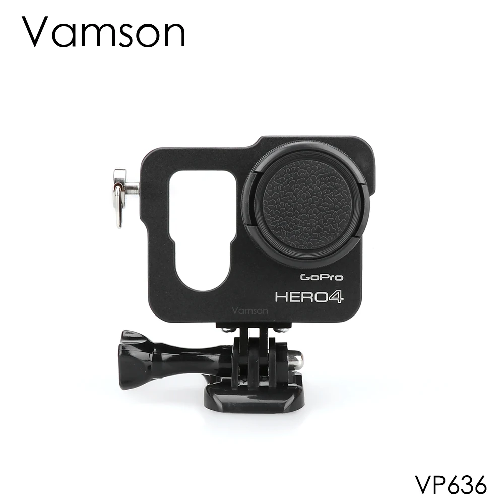 Vamson для Gopro Hero 4 аксессуары Алюминиевый металлический защитный корпус чехол с ЧПУ рамка+ крышка объектива фильтр 5 цветов VP636
