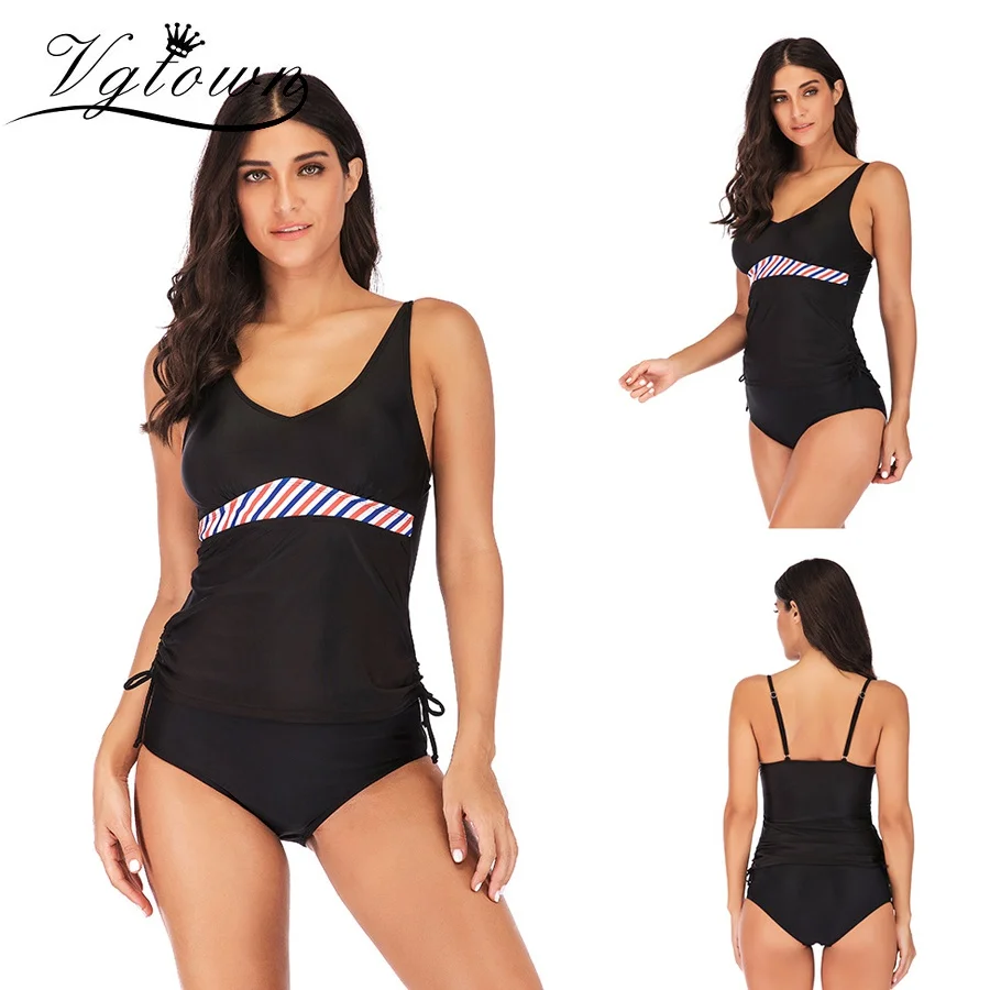 

VGTOWN 2019 New Swimwear Women Swimsuit Push Up Tankini Set Vintage Retro Bandage Bathing Suits Beach Wear Plus Size 6XL Swimwea