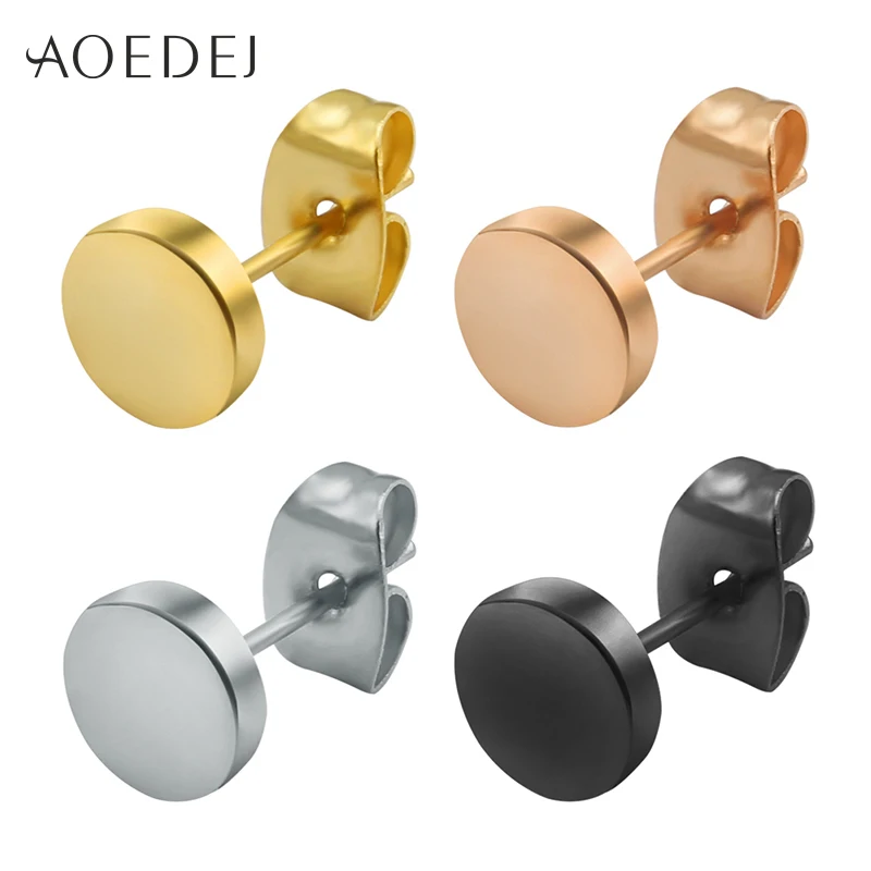 

3-14mm Round Men Earring Stainless Steel Small Ear Studs Punk Black Earrings For Men Jewelry Trendy Mens Earrings Male Hip Hop